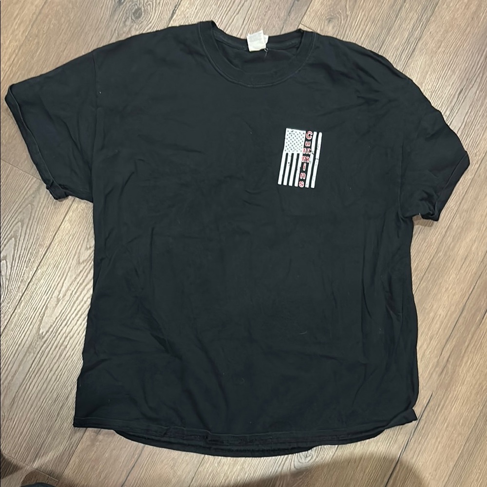 Cummins Black Short Sleeve Tee with Flag Graphic